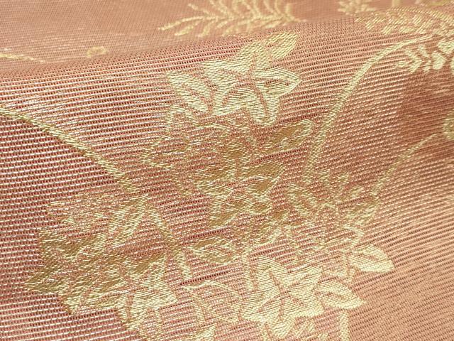 平和屋着物＊夏物 六通柄袋帯 花蝶文 金糸 正絹 逸品 CABF4609rv