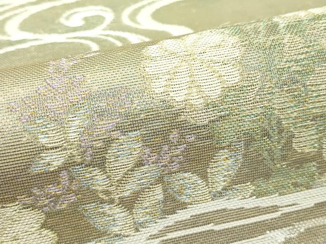 平和屋着物＊夏物 六通柄袋帯 流水菊文 金銀糸 正絹 逸品 CABF4613rv