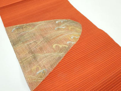 平和屋着物＊夏物 八寸名古屋帯 絽綴れ 立波文 金銀糸 正絹 逸品 CABF4617rv