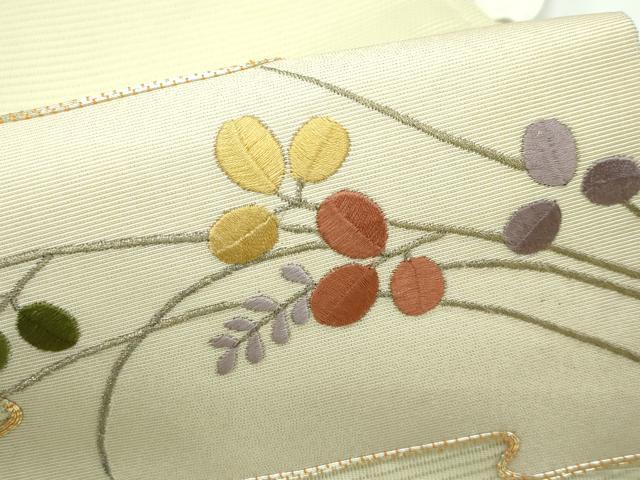 平和屋着物＊夏物 つけ帯 総刺繍 駒刺繍 秋草文 正絹 逸品 CABF4620rv