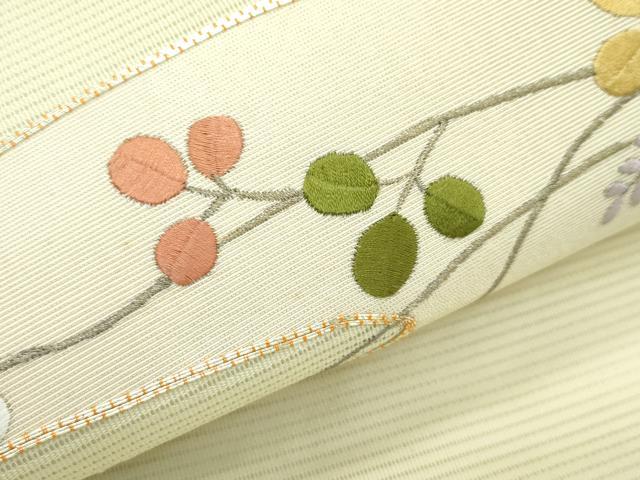 平和屋着物＊夏物 つけ帯 総刺繍 駒刺繍 秋草文 正絹 逸品 CABF4620rv