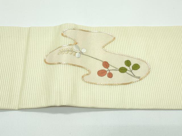 平和屋着物＊夏物 つけ帯 総刺繍 駒刺繍 秋草文 正絹 逸品 CABF4620rv