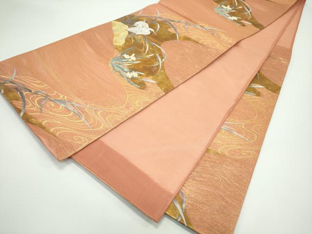 平和屋着物＊夏物 六通柄袋帯 白鷺 金糸 正絹 逸品 CABF4624rv