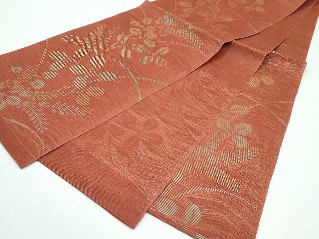 平和屋着物＊夏物　六通柄　本袋帯　萩　金糸　正絹　逸品　CABF4626rv