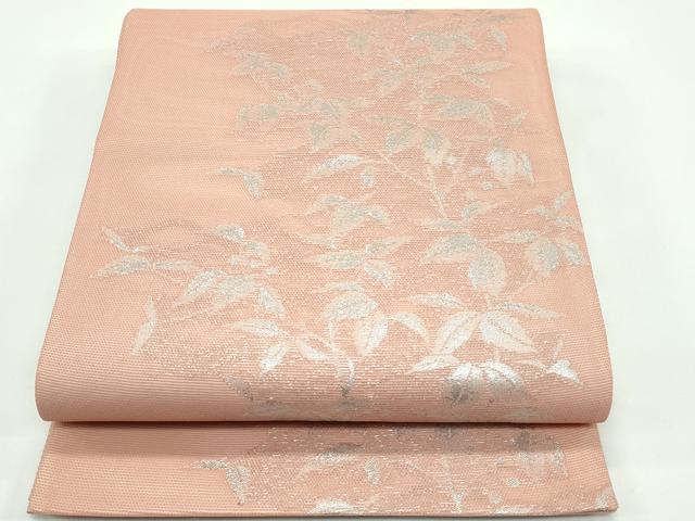 平和屋着物＊夏物 六通柄袋帯 南天文 銀糸 正絹 逸品 未使用 CABF4629rv