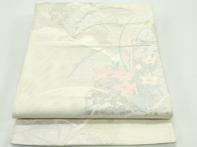 平和屋着物＊夏物 六通柄袋帯 秋草文 銀糸 正絹 逸品 CABF4630rv