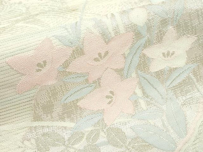 平和屋着物＊夏物 六通柄袋帯 秋草文 銀糸 正絹 逸品 CABF4630rv