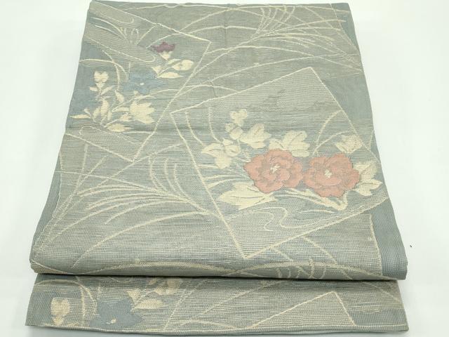 平和屋着物＊夏物 六通柄袋帯 色紙重ね草花文 金糸 正絹 逸品 CABF4632rv