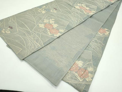 平和屋着物＊夏物 六通柄袋帯 色紙重ね草花文 金糸 正絹 逸品 CABF4632rv
