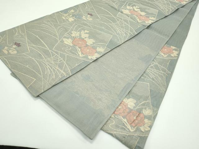 平和屋着物＊夏物 六通柄袋帯 色紙重ね草花文 金糸 正絹 逸品 CABF4632rv