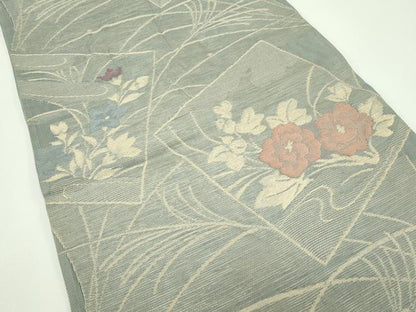 平和屋着物＊夏物 六通柄袋帯 色紙重ね草花文 金糸 正絹 逸品 CABF4632rv