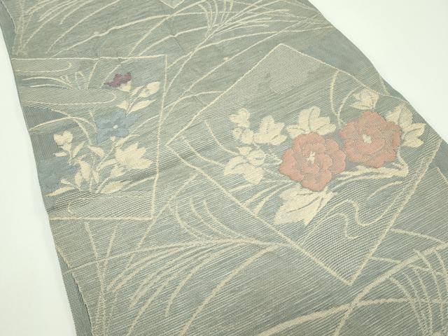 平和屋着物＊夏物 六通柄袋帯 色紙重ね草花文 金糸 正絹 逸品 CABF4632rv