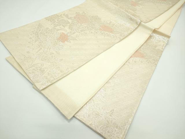 平和屋着物＊夏物 六通柄袋帯 牡丹 銀糸 正絹 逸品 未使用 CABF4633rv