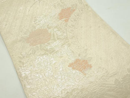 平和屋着物＊夏物 六通柄袋帯 牡丹 銀糸 正絹 逸品 未使用 CABF4633rv