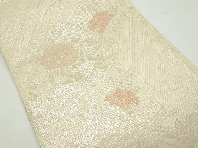 平和屋着物＊夏物 六通柄袋帯 牡丹 銀糸 正絹 逸品 未使用 CABF4633rv
