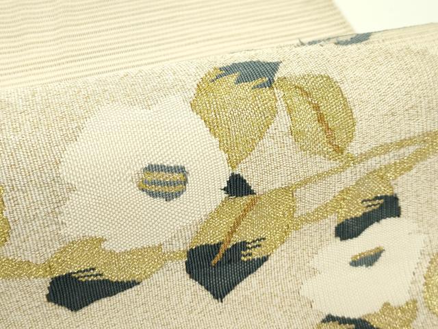 平和屋着物＊夏物 八寸名古屋帯 絽綴れ 椿 金糸 正絹 逸品 CABF4637rv