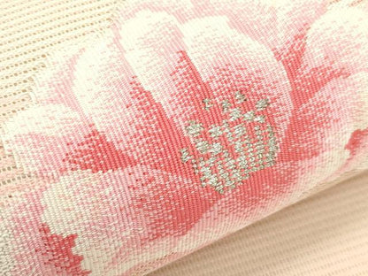 平和屋着物＊夏物 九寸名古屋帯 籬牡丹文 金銀糸 正直屋 正絹 逸品 未使用 CABF4638rv