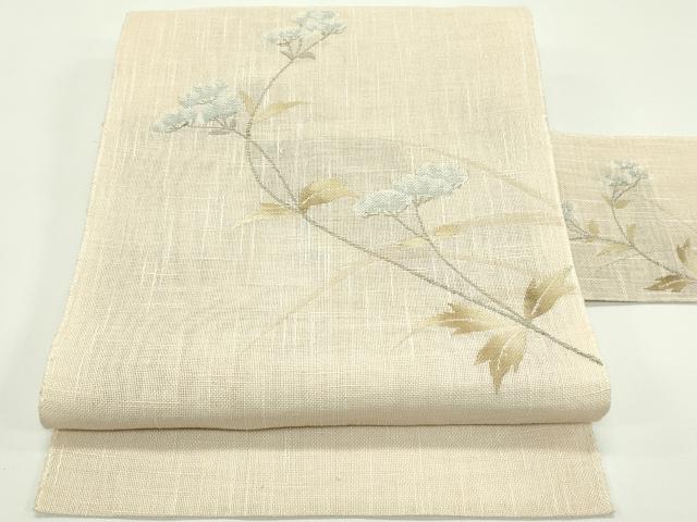 平和屋着物＊夏物 八寸名古屋帯 女郎花 正絹 逸品 CABF4639rv
