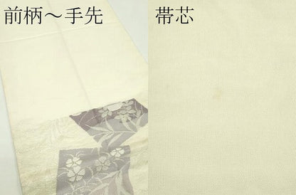 平和屋着物＊夏物 六通柄袋帯 色紙重ね秋草文 銀糸 正絹 逸品 CABF4643rv