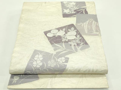 平和屋着物＊夏物 六通柄袋帯 色紙重ね秋草文 銀糸 正絹 逸品 CABF4643rv