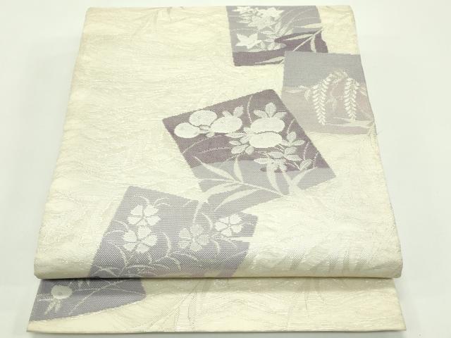 平和屋着物＊夏物 六通柄袋帯 色紙重ね秋草文 銀糸 正絹 逸品 CABF4643rv