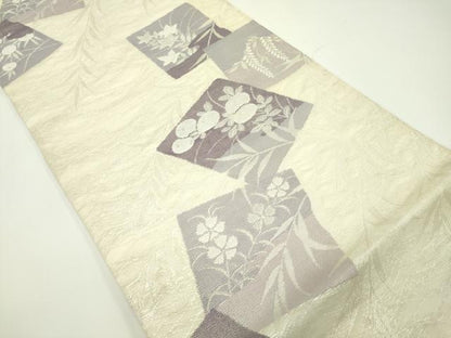 平和屋着物＊夏物 六通柄袋帯 色紙重ね秋草文 銀糸 正絹 逸品 CABF4643rv