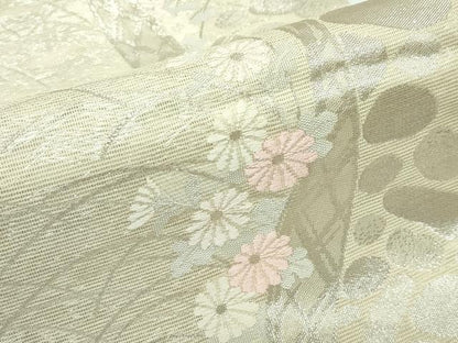 平和屋着物＊夏物 六通柄袋帯 秋草文 銀糸 正絹 逸品 CABF4646rv