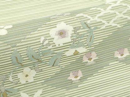 平和屋着物＊夏物 八寸名古屋帯 絽綴れ 草花文 金銀糸 正絹 逸品 CABF4652rv