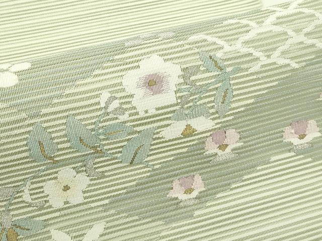 平和屋着物＊夏物 八寸名古屋帯 絽綴れ 草花文 金銀糸 正絹 逸品 CABF4652rv
