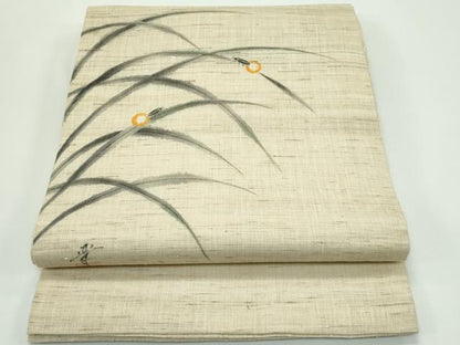 平和屋着物＊夏物　九寸開き名古屋帯　作家物　手描き　蛍　麻　逸品　CABF4655rv