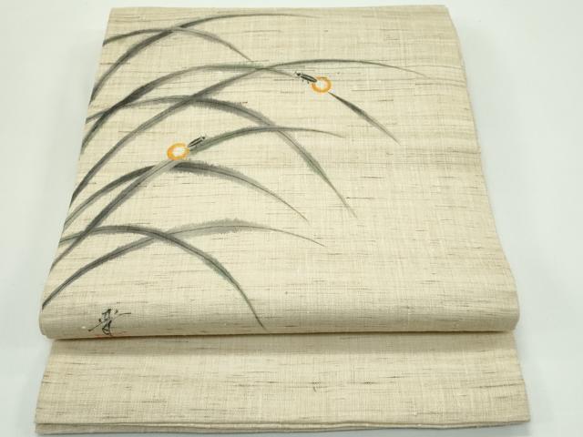 平和屋着物＊夏物　九寸開き名古屋帯　作家物　手描き　蛍　麻　逸品　CABF4655rv