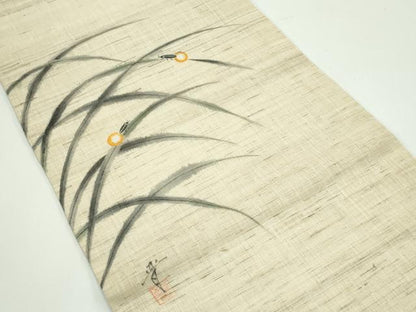 平和屋着物＊夏物　九寸開き名古屋帯　作家物　手描き　蛍　麻　逸品　CABF4655rv