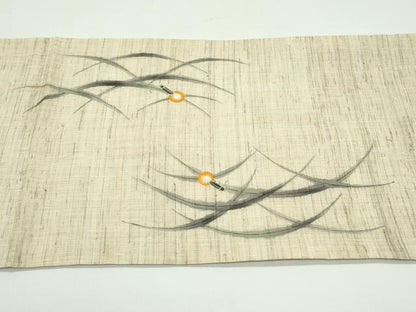 平和屋着物＊夏物　九寸開き名古屋帯　作家物　手描き　蛍　麻　逸品　CABF4655rv