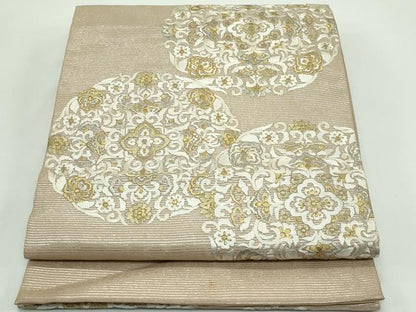 平和屋着物＊夏物 太鼓柄袋帯 総刺繍 正倉院花文 金銀糸 正絹 逸品 CABF4656rv
