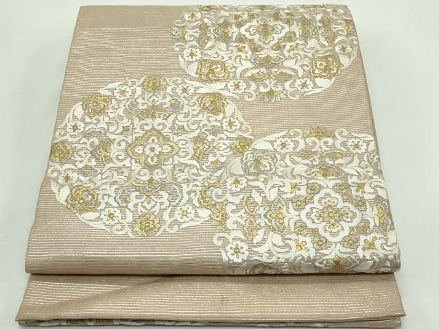 平和屋着物＊夏物 太鼓柄袋帯 総刺繍 正倉院花文 金銀糸 正絹 逸品 CABF4656rv