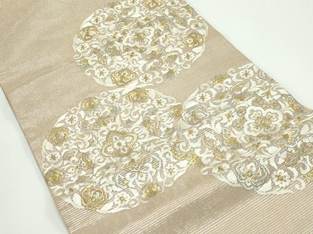 平和屋着物＊夏物 太鼓柄袋帯 総刺繍 正倉院花文 金銀糸 正絹 逸品 CABF4656rv