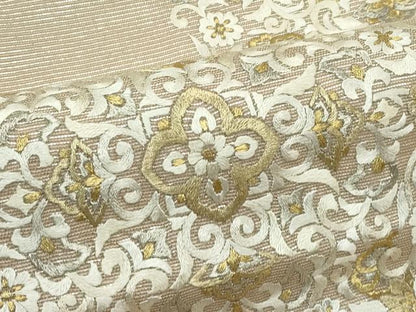 平和屋着物＊夏物 太鼓柄袋帯 総刺繍 正倉院花文 金銀糸 正絹 逸品 CABF4656rv