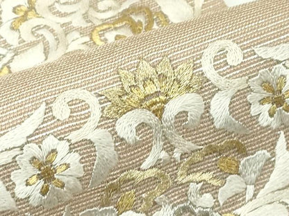 平和屋着物＊夏物 太鼓柄袋帯 総刺繍 正倉院花文 金銀糸 正絹 逸品 CABF4656rv