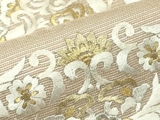 平和屋着物＊夏物 太鼓柄袋帯 総刺繍 正倉院花文 金銀糸 正絹 逸品 CABF4656rv