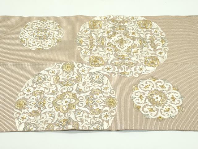 平和屋着物＊夏物 太鼓柄袋帯 総刺繍 正倉院花文 金銀糸 正絹 逸品 CABF4656rv
