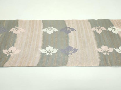 平和屋着物＊夏物 六通柄袋帯 唐織 杜若 金糸 正絹 逸品 CABF4658rv