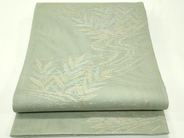 平和屋着物＊夏物　六通柄袋帯　流水草木文　金糸　正絹　逸品　未使用　CABF4662rv