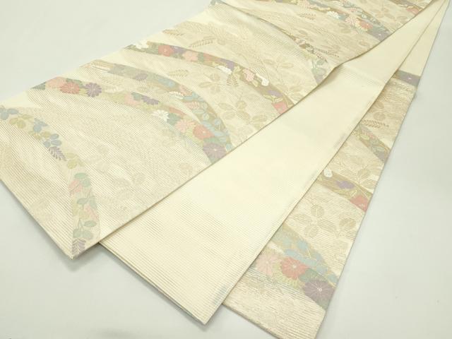 平和屋着物＊夏物　六通柄袋帯　秋草文　金糸　正絹　逸品　CABF4663rv