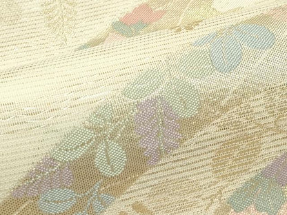 平和屋着物＊夏物　六通柄袋帯　秋草文　金糸　正絹　逸品　CABF4663rv