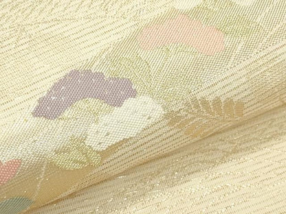 平和屋着物＊夏物　六通柄袋帯　秋草文　金糸　正絹　逸品　CABF4663rv