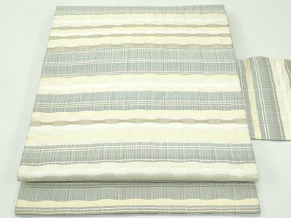 平和屋着物＊夏物 九寸名古屋帯 めがね織 銀糸 正絹 逸品 CABF4664rv