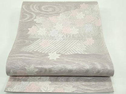 平和屋着物＊夏物　六通柄袋帯　竜田川　銀糸　正絹　逸品　CABF4672rv