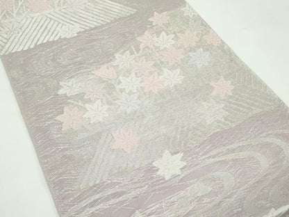 平和屋着物＊夏物　六通柄袋帯　竜田川　銀糸　正絹　逸品　CABF4672rv