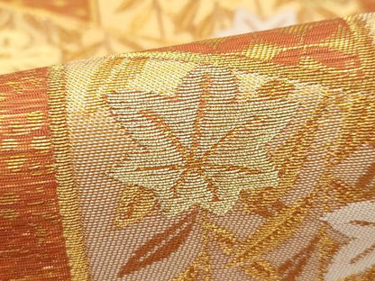 平和屋着物＊夏物　六通柄袋帯　屏風草花文　金糸　正絹　逸品　CABF4675rv