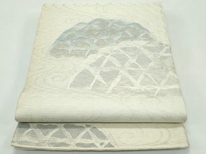 平和屋着物＊夏物　六通柄袋帯　すくい織　流水籬文　銀糸　正絹　逸品　CABF4677rv